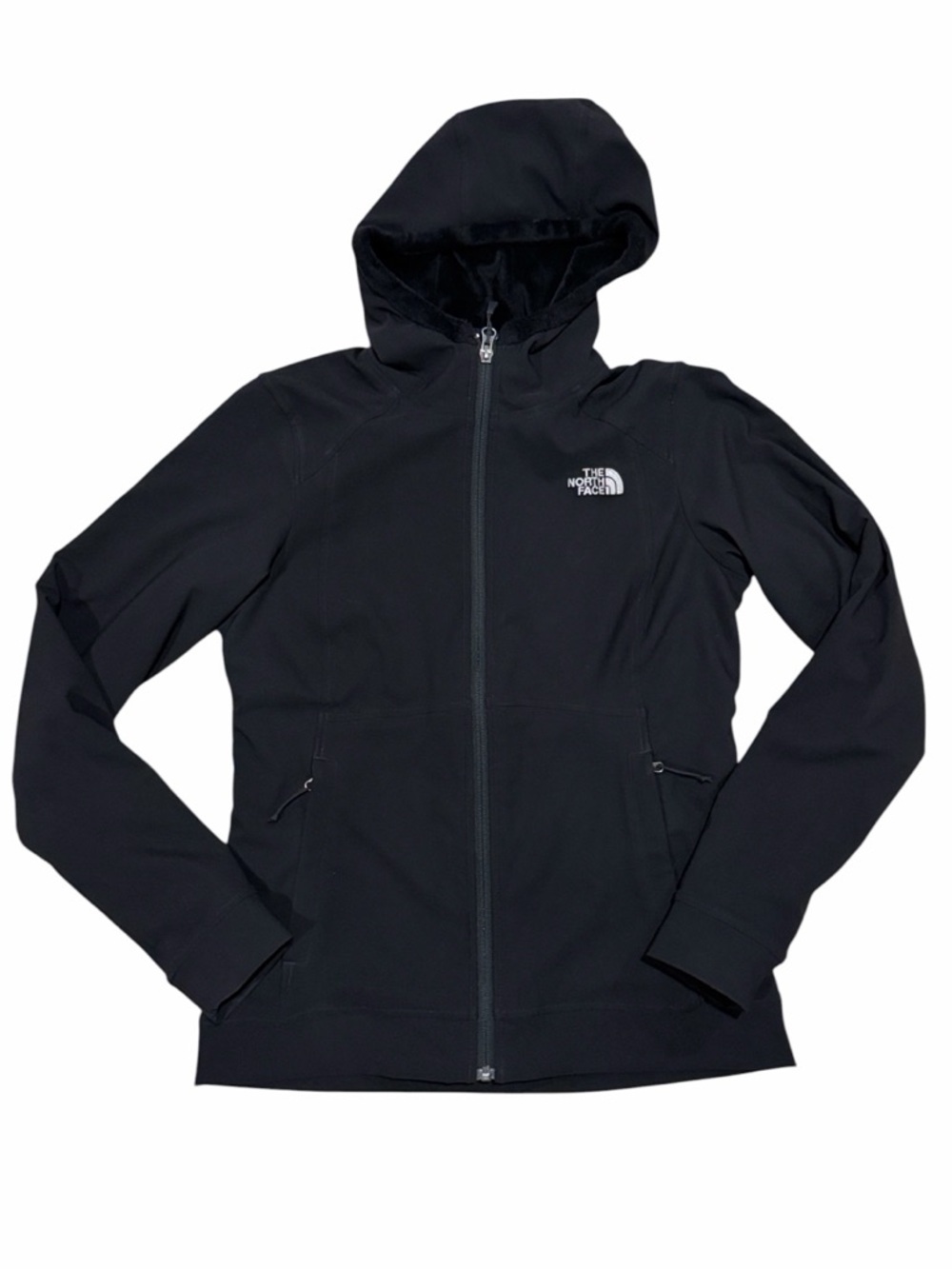 The North Face Black Hooded Fleece Lined Jacket Small